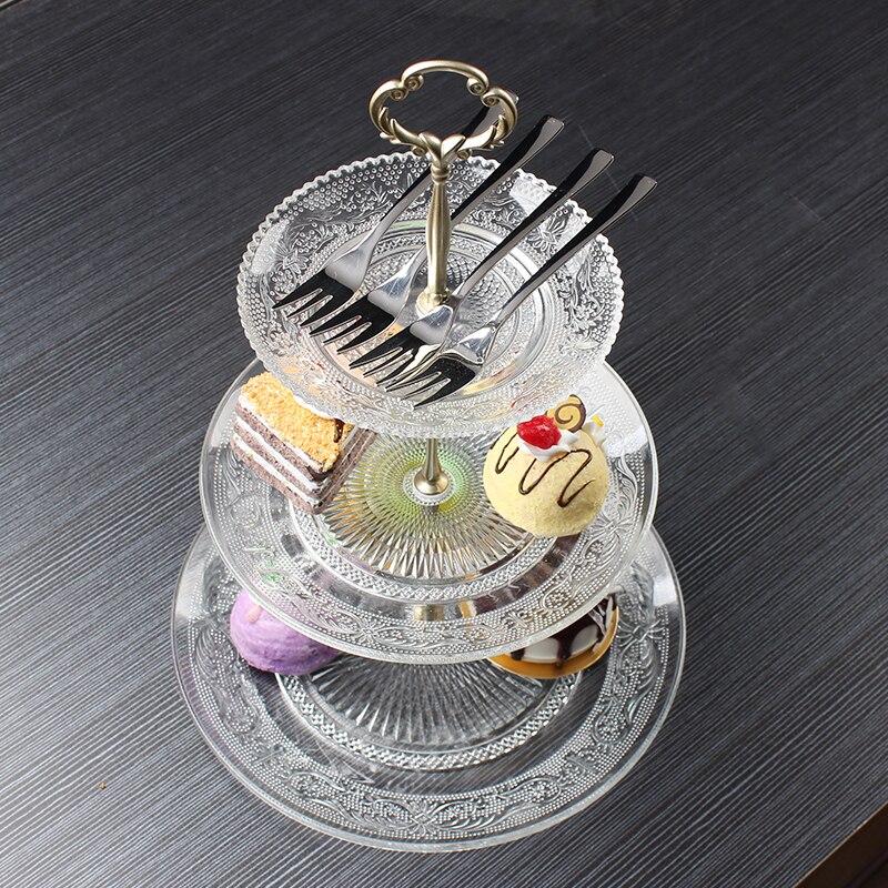 2 or 3 Layer Glass Cake Stand Modern Candy Snack Fruit Plate Afternoon Tea Dessert Display Rack Shelf Home Decor mx11161730