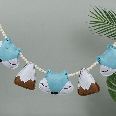 1Pc Baby Speelgoed Nordic Cartoon Vos Baby Rammelaars Kinderen Kamer Opknoping Decor Fotografie Prop Zachte Rammelaar Mobiele Wandelwagen Accessoire: Blue fox 2
