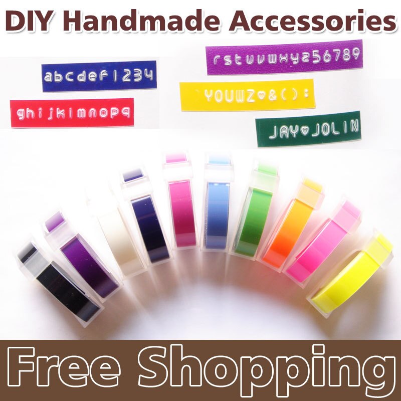 5 st pvc hård tejp självhäftande 9mm självhäftande handgjorda tillbehör, taggar etiketter scrapbooking tejpskrivare prägling klistermärke etikettmaskin