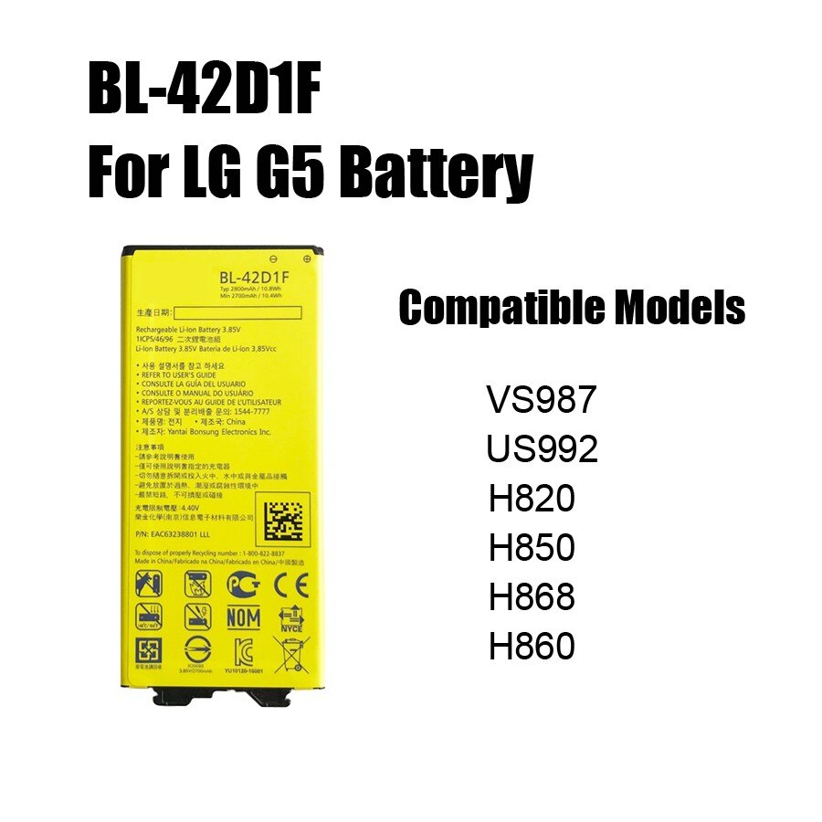 PINZHENG Compatible Phone Battery for LG G3 G4 G5 V10 V20 - 2801-3500mAh: For LG G5