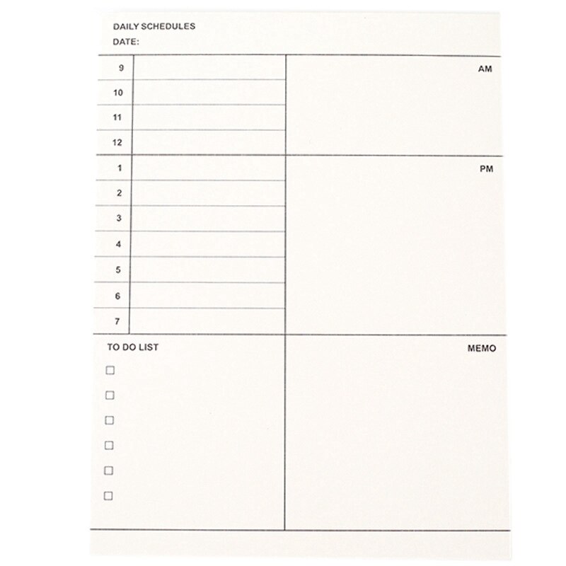 50 ark dagligt skema / ugentlig / månedlig planner notesblok teerbare noter dagsorden bog papir skole kontorartikler papirvarer