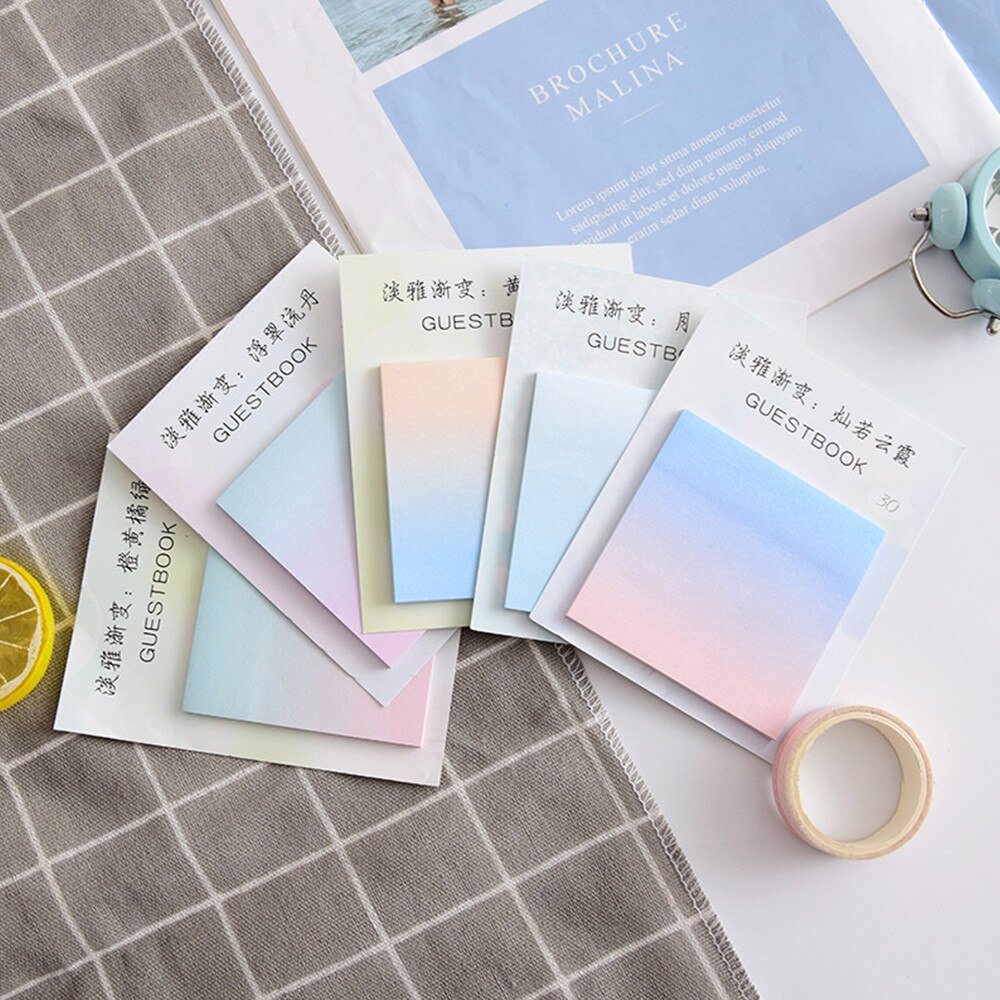 Gradient Color Self Stick Notes Self-adhesive Sticky Note Cute Notepads Posted Writing Pads Stickers Paper , 30 Sheets/pad