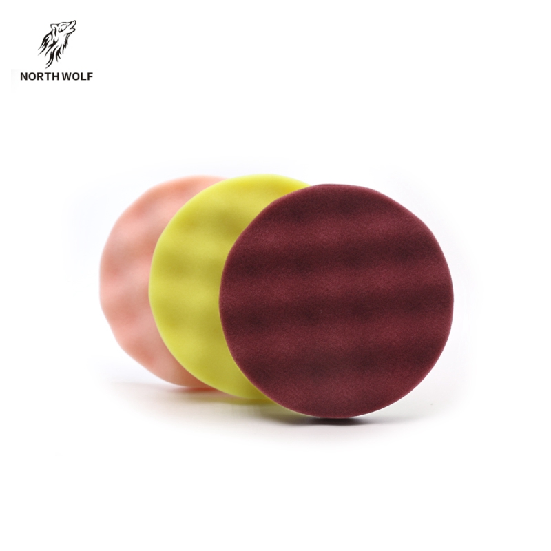 DETAILING Car Polishing Kit Buffing Pad Set Foam Sponge Waxing Pad Kit Tool For Polisher DA/RO/GA Auto Care Buffing Pads: Wave Sponge / Red