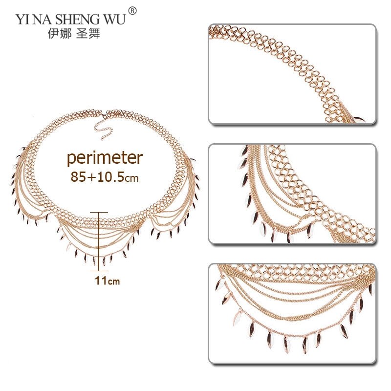 Estilo bohemio gitano, Turco vientre Cadena de cintura para baile para mujer playa Belt Sunshine Party accesorios de joyería en cadena