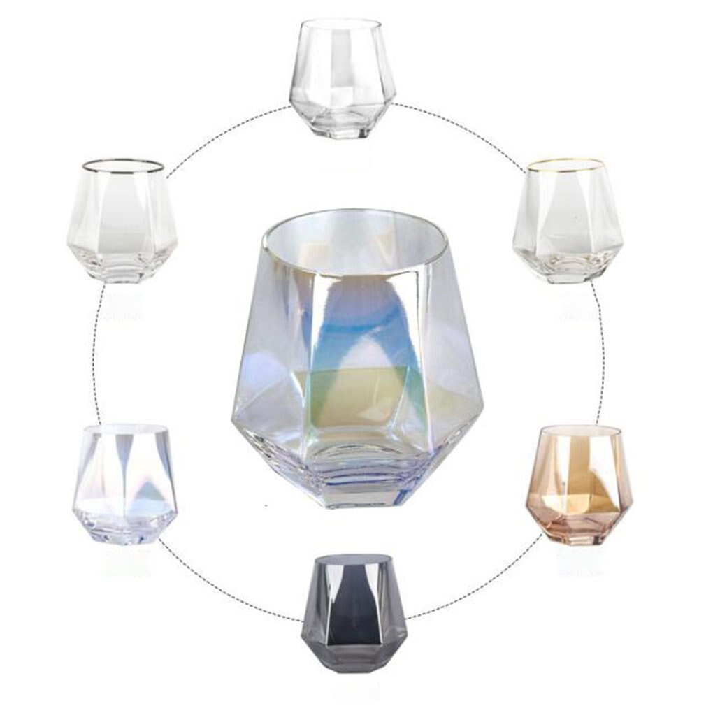 Phnom Penh Diamond Colorful Glass Bar Hexagonal crystal Whiskey spirits glass Juice cup Wine set