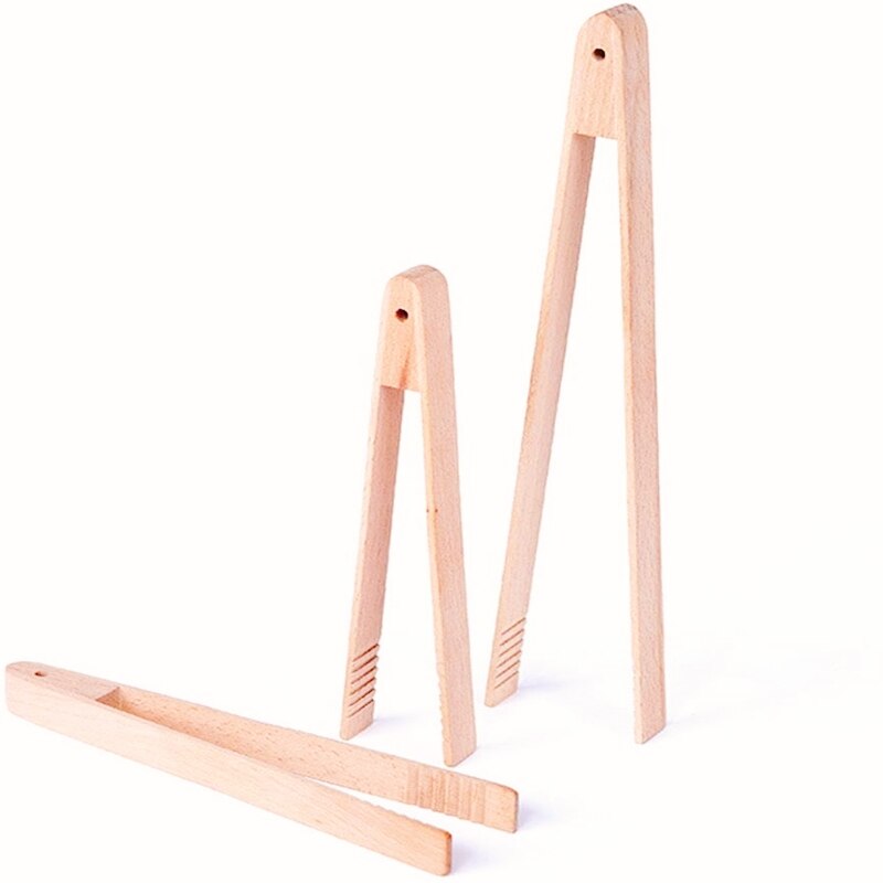 Trä salladstång kökstång för matlagning serveringsredskap bbq verktyg bakverk teklämma klämma magnetisk bambu brödrosttång
