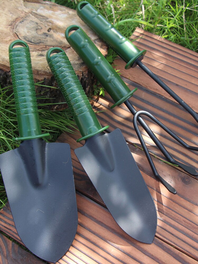 4pcs Set Shovel Rake Spade Plastic Handle Metal Head Kids Tool Mini Garden Tools Supplies Accessories