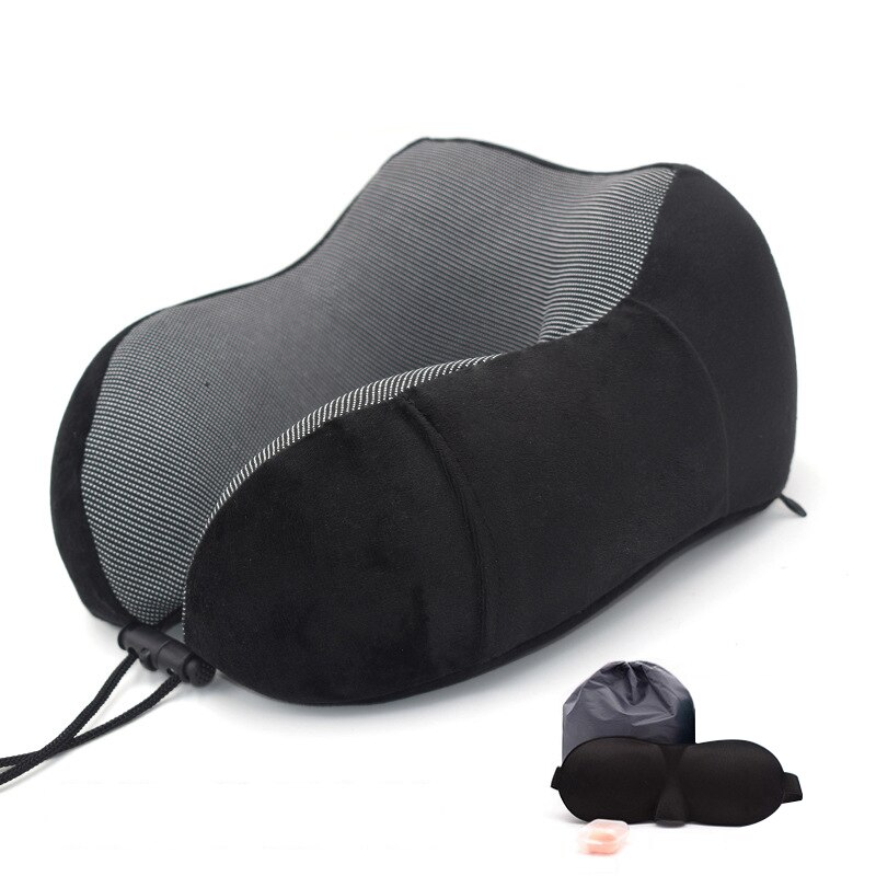 Memory Foam U Vormige Hals Kussens Zachte Trage Rebound Ruimte Reizen Kussen Nek Cervicale Gezondheidszorg Vliegtuig Reizen Hoofdsteun: Black / only Neck Pillow