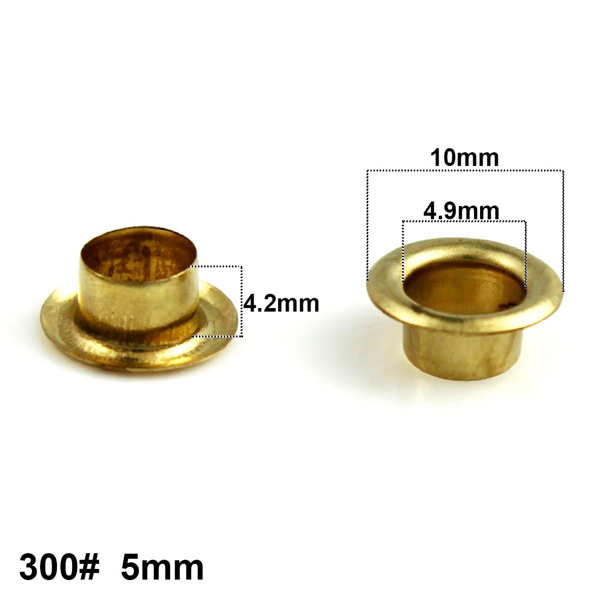Œillets en laiton de 5mm avec rondelle, anneaux ronds pour chaussures, sac, chapeau, ceinture, 100 ensembles, #300