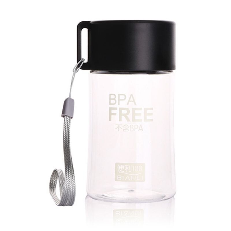 150Ml Plastic Waterfles Mini Leuke Water Fles Voor Kinderen Kids Draagbare Lekvrij Kleine Fles Water: Black