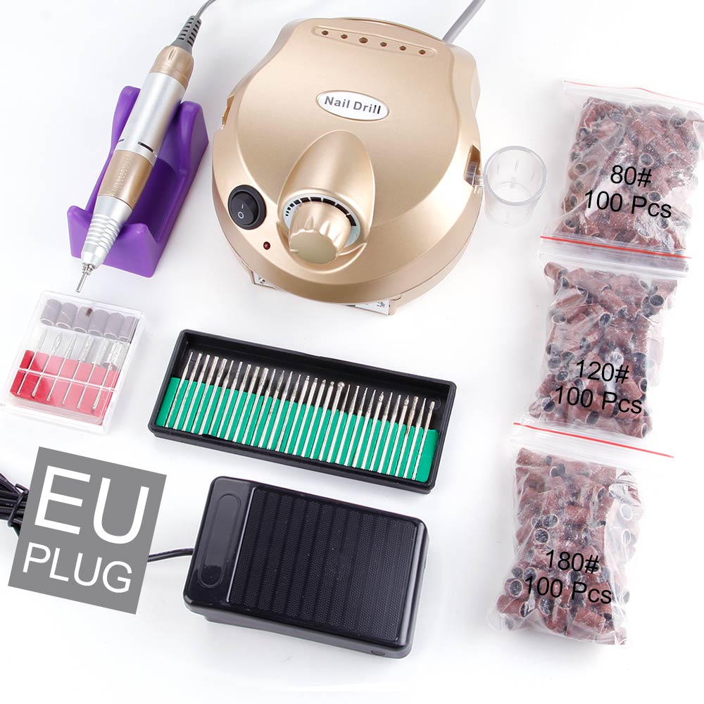 Lima eléctrica para uñas, 30000RPM, fresa para equipo de pedicura y manicura, accesorios, brocas profesionales, herramientas de arte: eu plug Set C