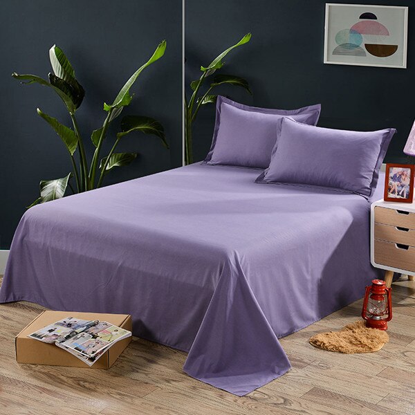 Solid White Flat Sheet Polyester Bedding Sheets Sanding Flat Bed Sheet For Adults Children Students XF338-1: Purple / 1pc sheet 160x230cm
