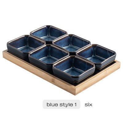 ceramic grid fruit plate snack plate serving platter Japanese small dish with tray Home desktop dried fruit snack tray: O