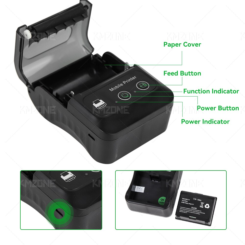 Portable Mini 58mm Bluetooth Printer Inkless Printing Free Android &amp; iOS System Wireless Connected With Computer Thermal Printer