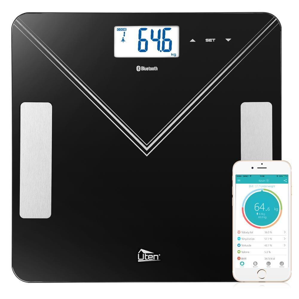 Bluetooth Digital Weight Scale Smart Body Fat Scale Weight Multi-function Glass Scale Bath IOS Android APP Black: Default Title