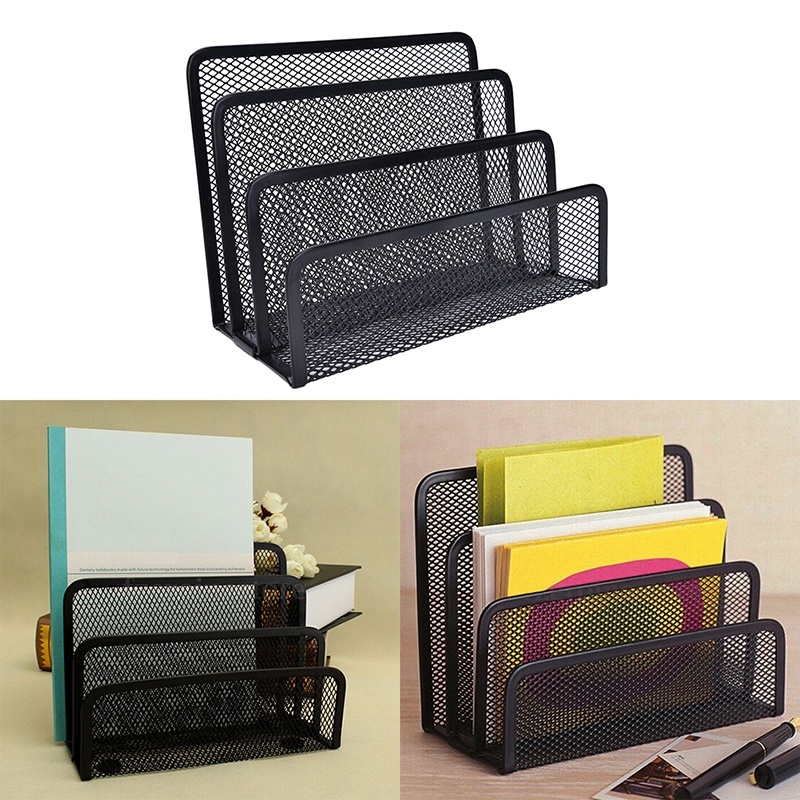 1 stücke Schwarz Mesh Brief Papier Datei Storage Rack-Halter Tablett Veranstalter Desktop Büro