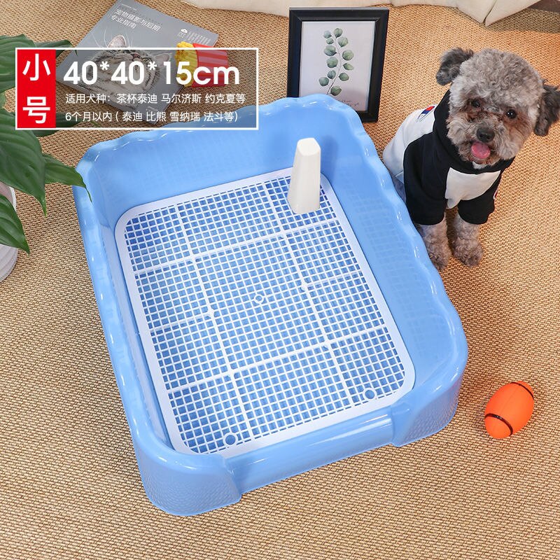 Cat toilet pet products urinal bedpan with bottom net Chinchilla Dutch pig ferret dwarf rabbit pet potty training easy to clean: Blue-M