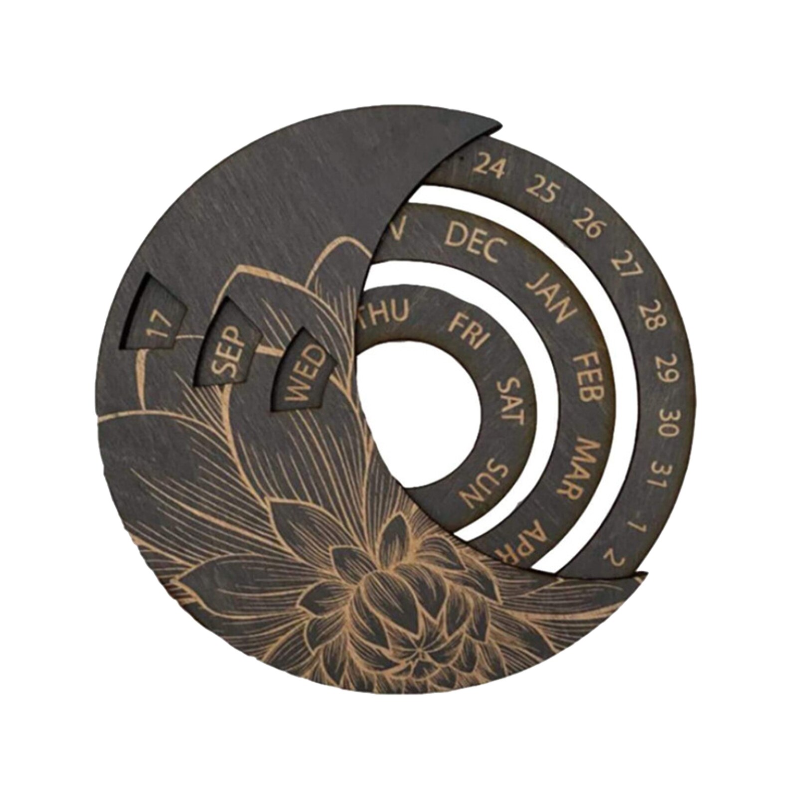 Everlasting Retro Wooden Calendar Round Perpetual Calendar Study Desk Calendar Handicraft Decoration Wooden Craft For Home Decor