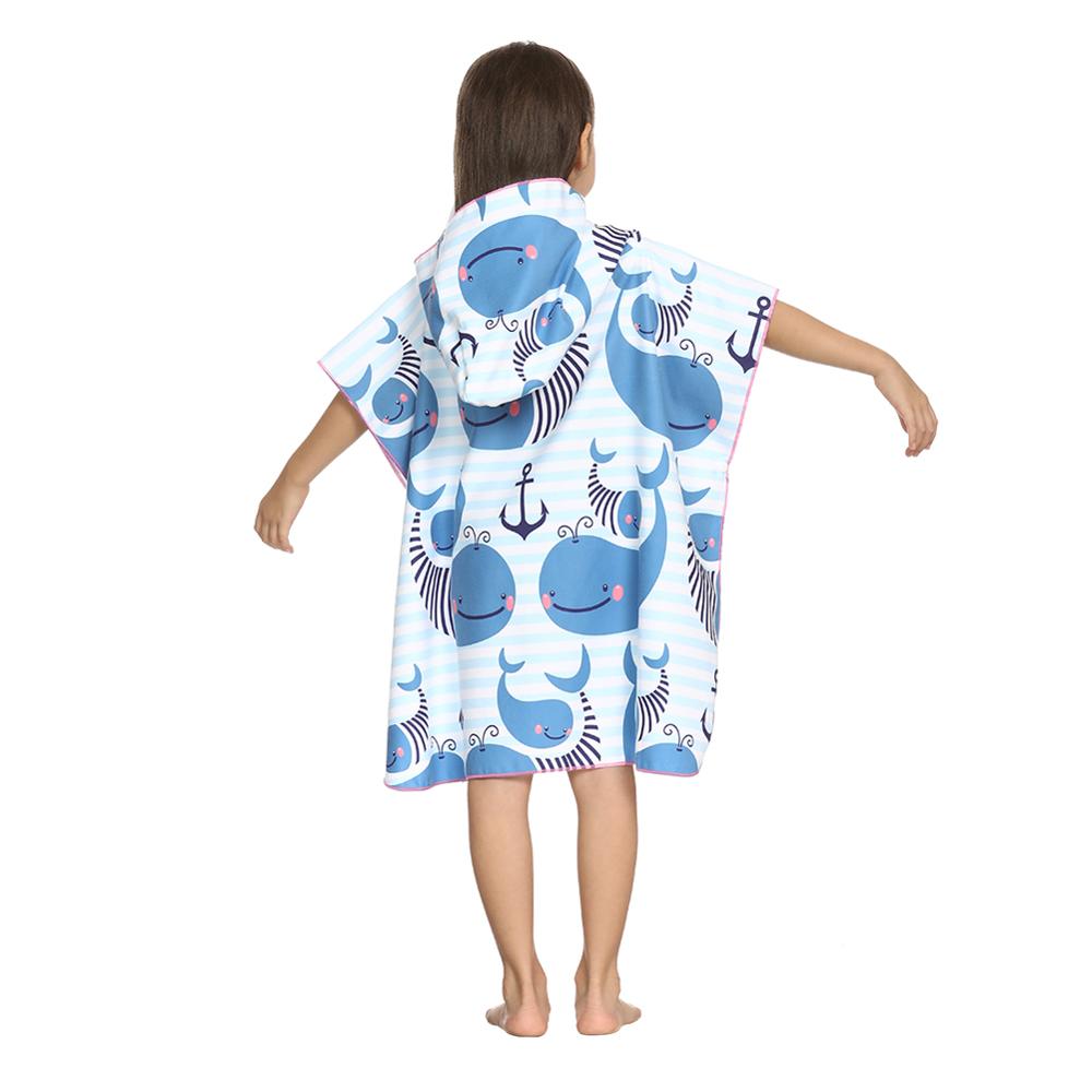 ED-Lumos bleu baleine à capuche enfants serviette de bain serviette enroulée de plage pliant pour garçons filles tout-petits de moins de 7 ans