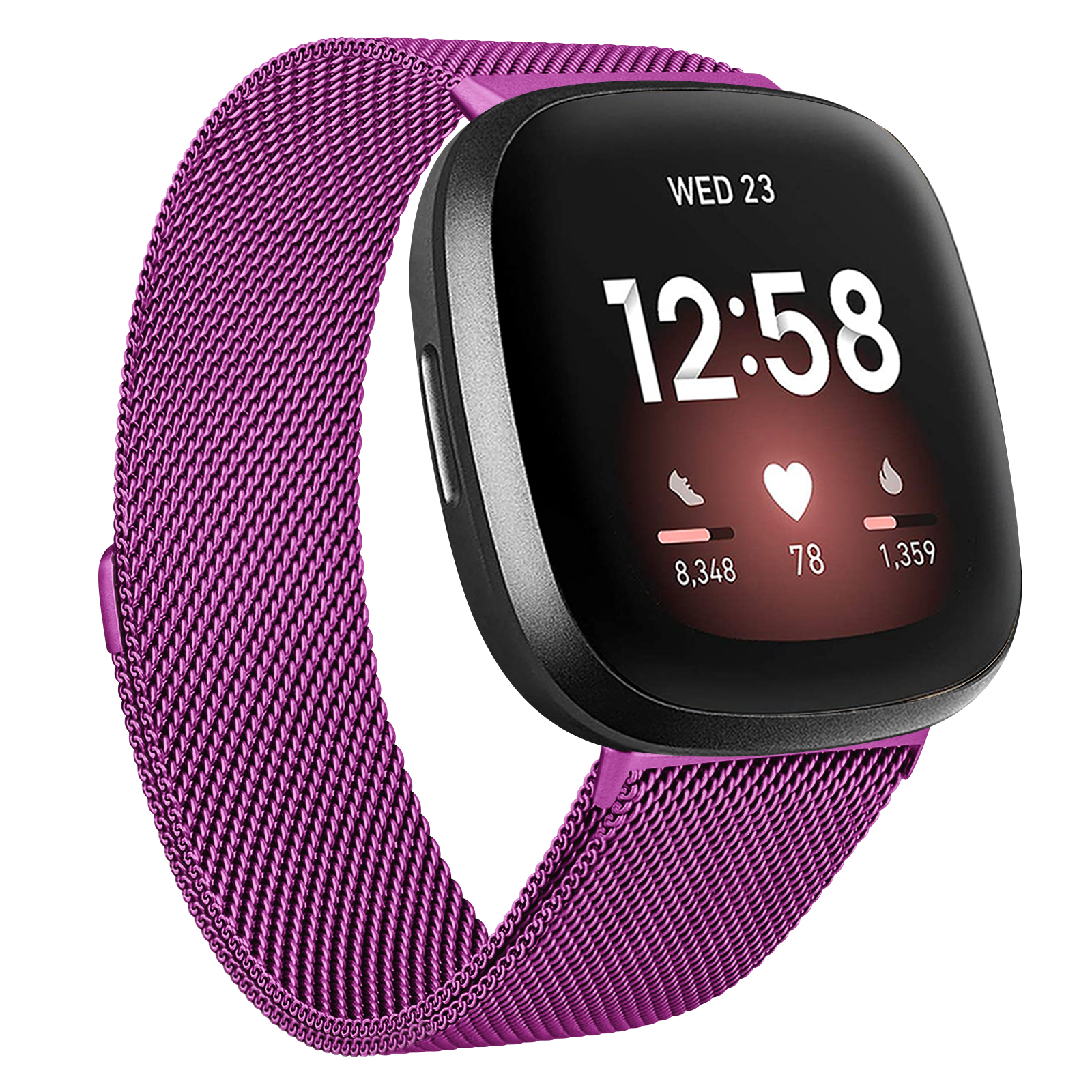 Cinturino in metallo per cinturino Fitbit versa 3 cinturino magnetico cinturino da polso per cinturino Fitbit Versa 3 senso Correa accorto guarda: viola / Size S