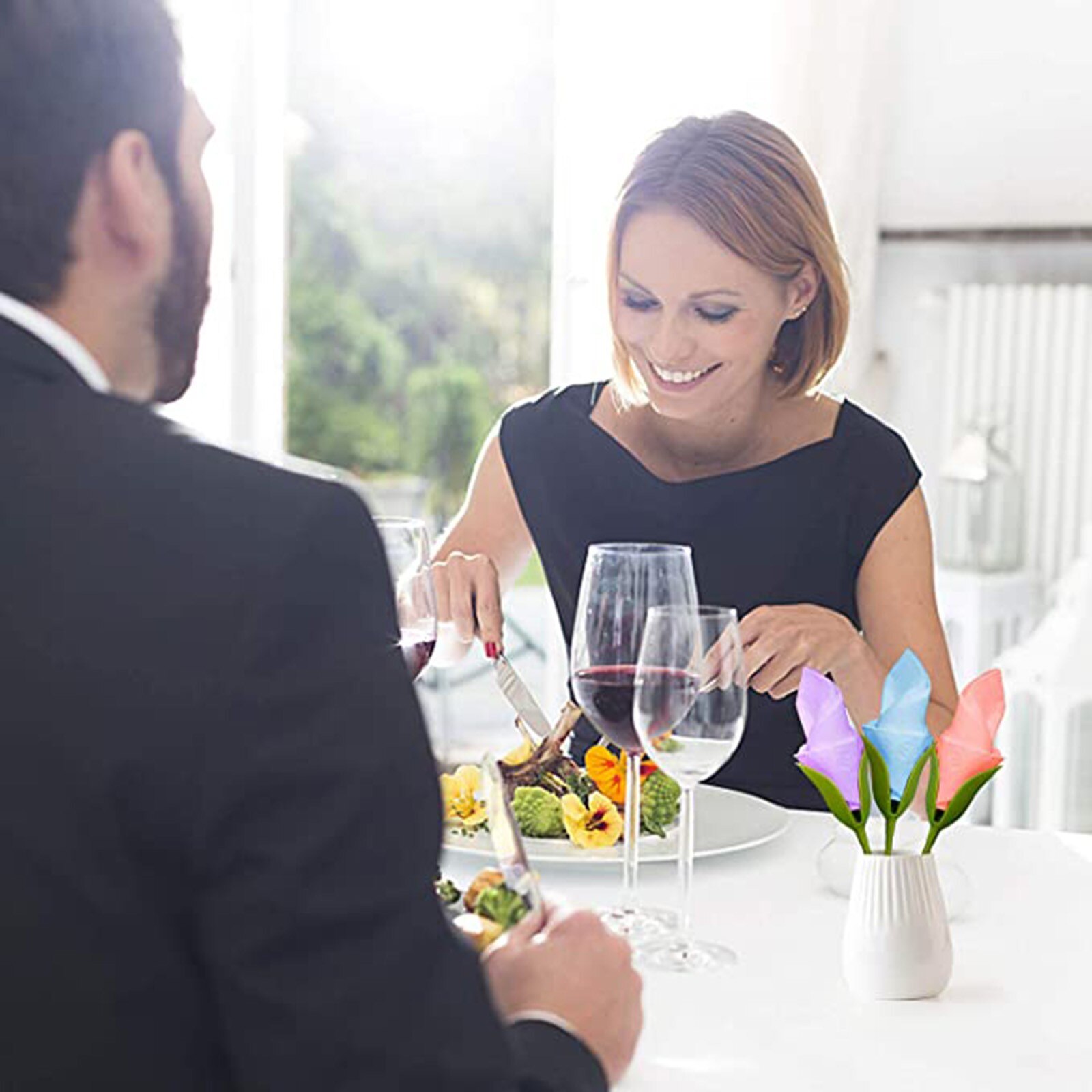 8PCS Plastic Origami Flower Napkin Holder Flower Buds Serviette Holder Table Arrangements Tissue Boxes Servilletero Paper