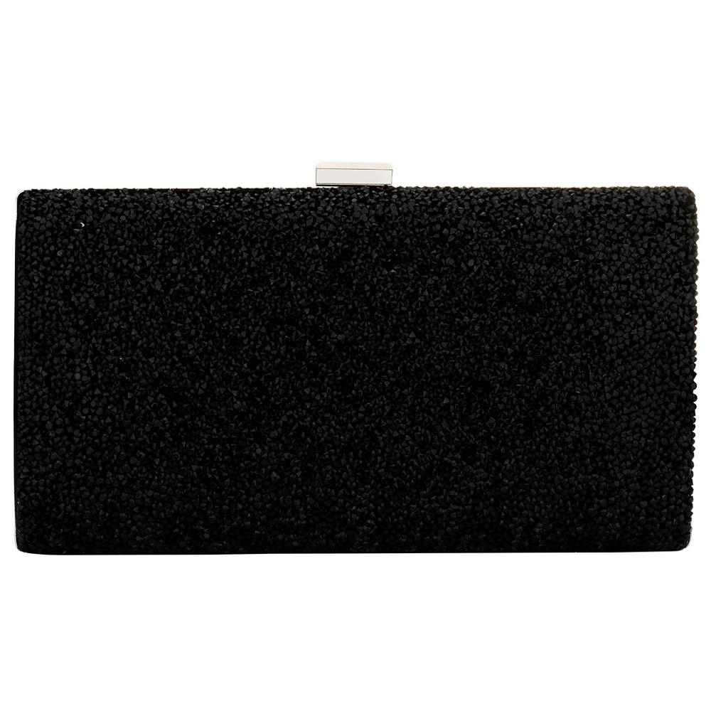 Pochette en strass pour femmes, sac à main de luxe Gillter de soirée, pochette en diamant, portefeuille de jour de mariage: black