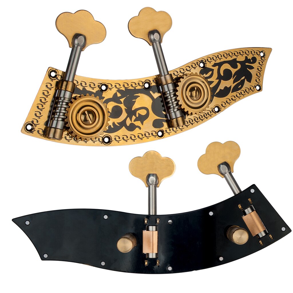 Naomi Bass Machine Heads Volledige Plaat W/ 2 Stemsleutels Bass Machines W/ Carving Bloem Inlay Voor 3/4 of 4/4 Contrabas