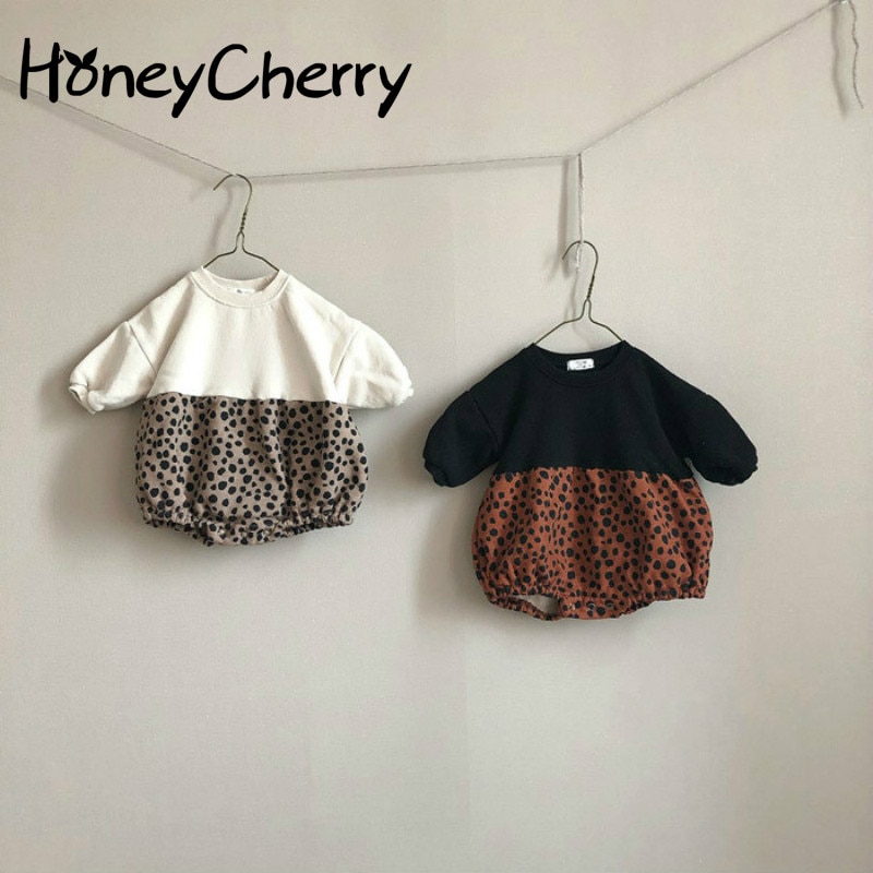 Bébé fille body imprimé léopard en peluche une-pièce bébé motif épissage paquet petites filles vêtements