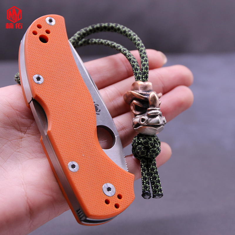 1PC Retro White Copper Red Copper Knife Beads Bull head Skull Paracord Beads Lanyard Pendants