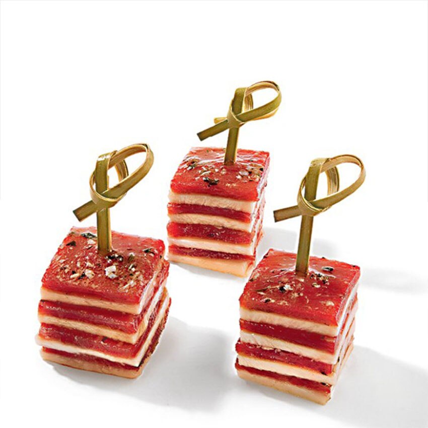 100 Pcs 12cm Wegwerp Bamboe Vork Twisted Party Buffet Fruit Desserts Voedsel Cocktail Sandwich Vork Stick Pick Spies