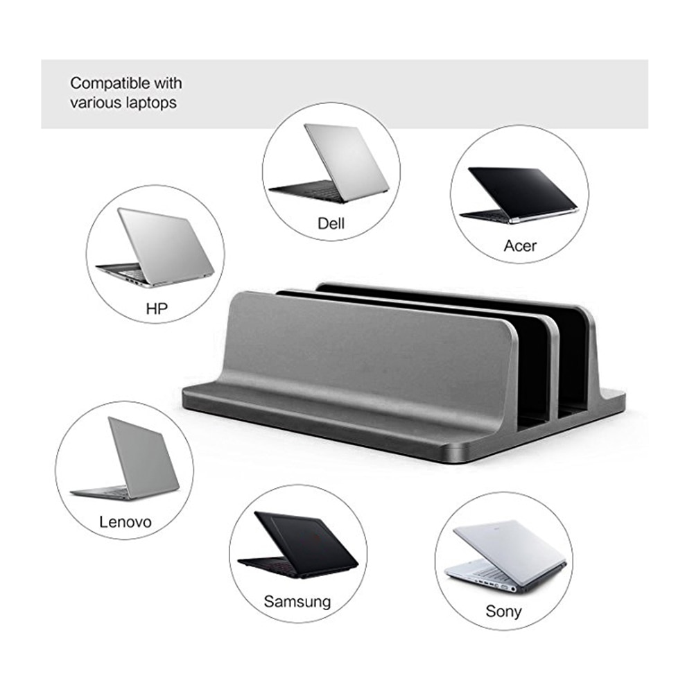 Double Slots Vertical Laptop Stand Book Notebook Bracket Aluminum Alloy Tablet for Office Caring Computer Supplies