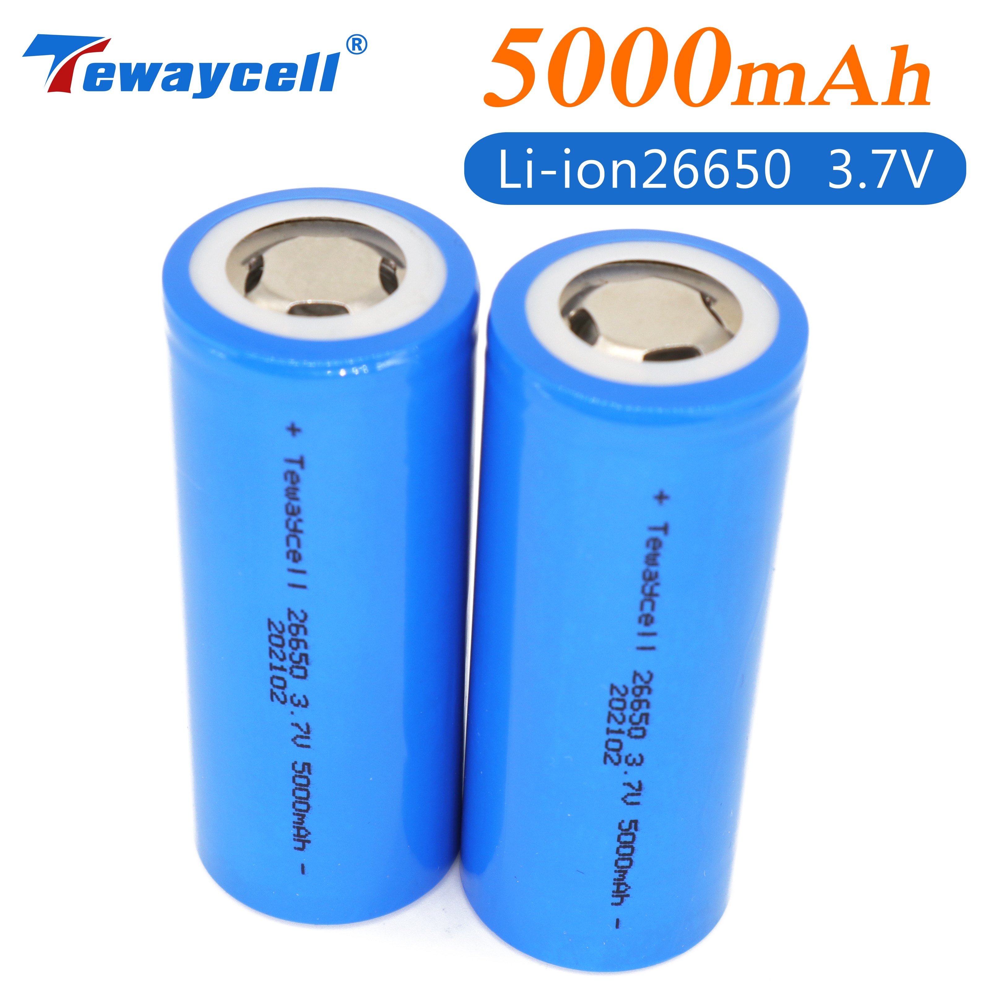 2 Stks/partij Hoge Capaciteit 26650 5000Mah Li-Ion Voor Zaklamp 3.7V Oplaadbare Batterij