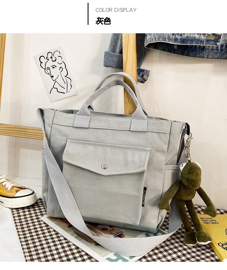 Herfst Vrouwen Koreaanse Versie Van Grote Capaciteit Voor Dames Canvas Tas Vrouwelijke Handtas Crossbody Tassen Massage Tas Schoudertas: Gray