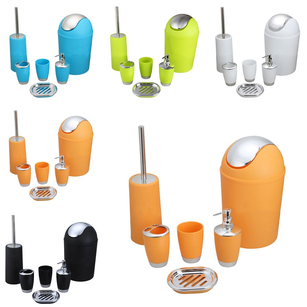 6pcs/set Bathroom Accessory Bin Soap Dish Dispense... – Vicedeal