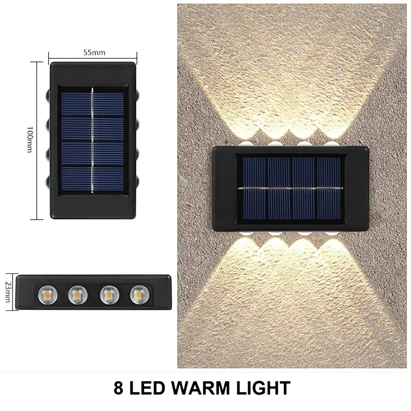 Outdoor Solar LED-wandlampen Waterdichte Led Solar Lamp Op en neer Lichtgevende verlichting voor tuin Balkon Yard Street Decor Lampen