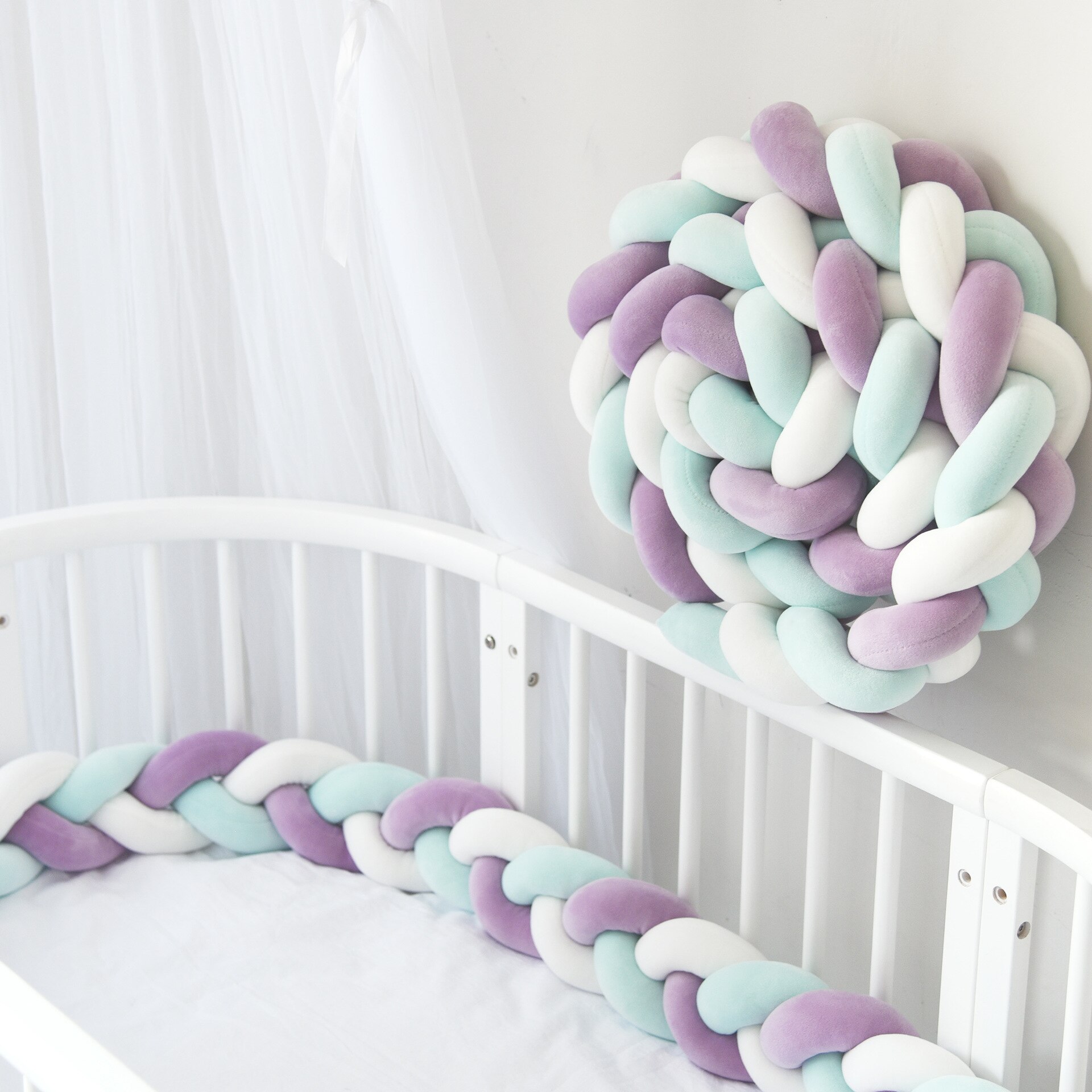 3M Lengte Katoen Weave Pluche Knoop Kamer Decoratie Meisje Kinderkamer Berço De Bebe Protector De Cuna