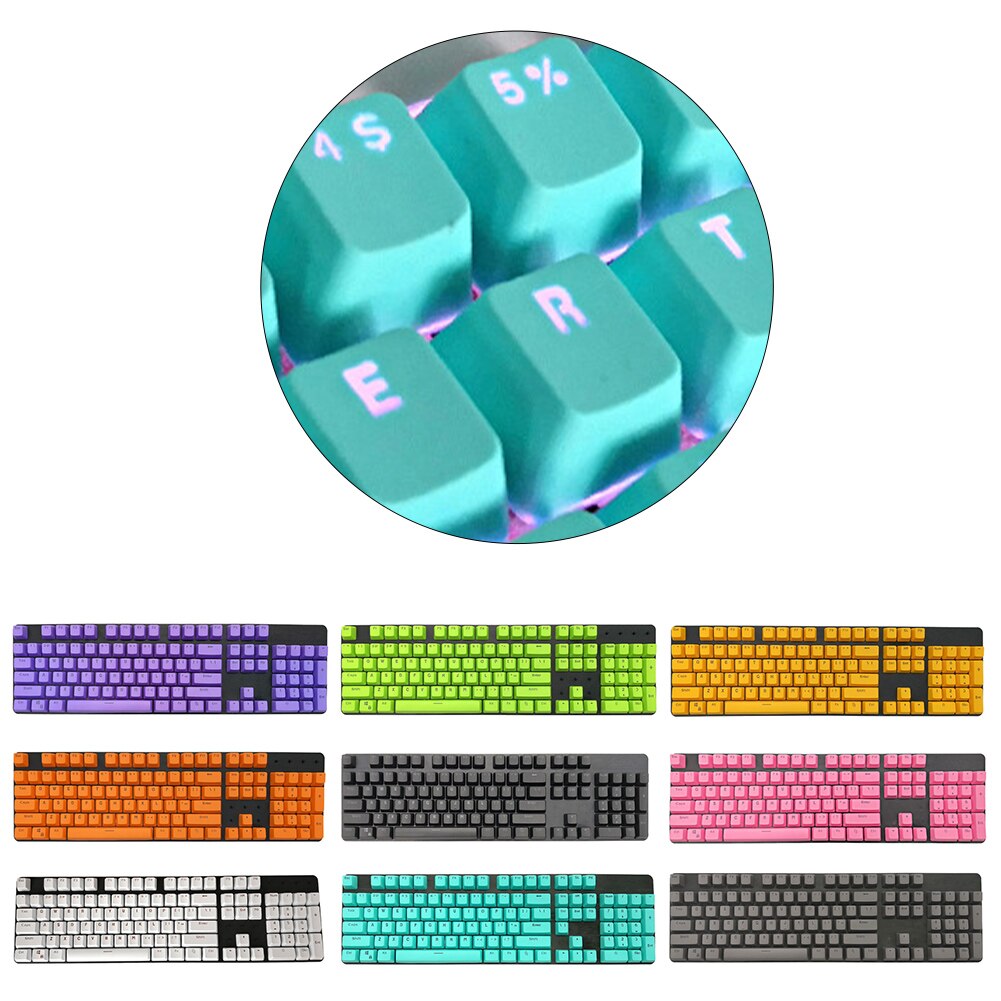 Translucent Double Shot PBT 104 KeyCaps Backlit For Cherry MX Keyboard Switch