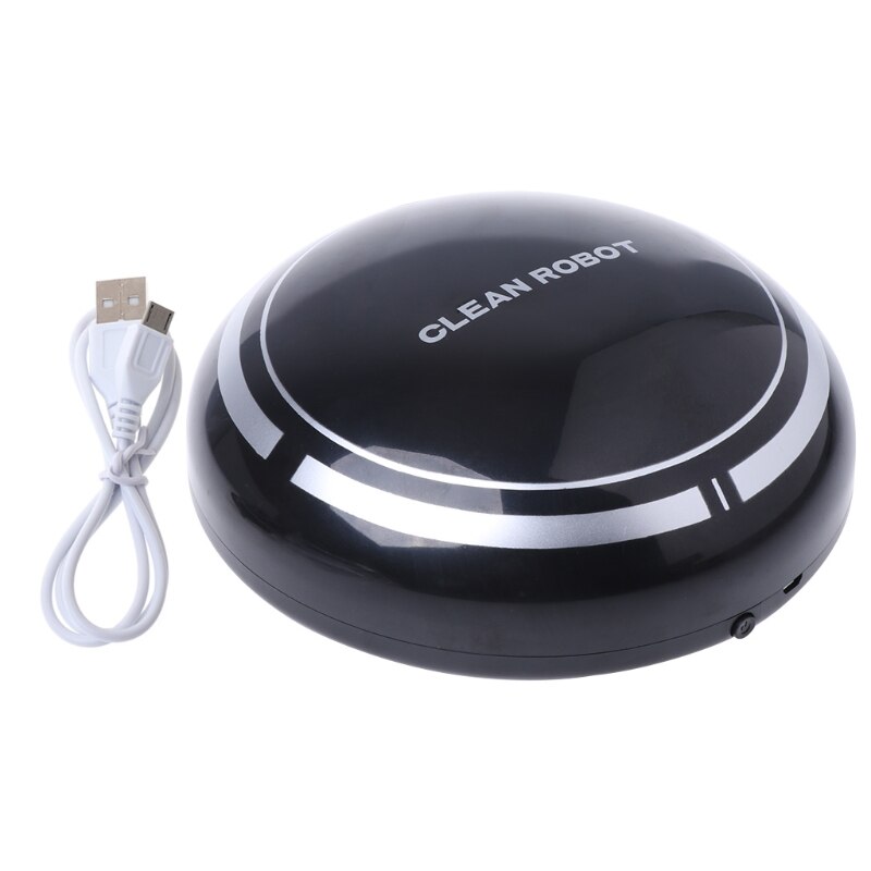 Automatic USB Rechargeable Smart Robot Vacuum Mop Floor Cleaner Sweeping Suction: Black