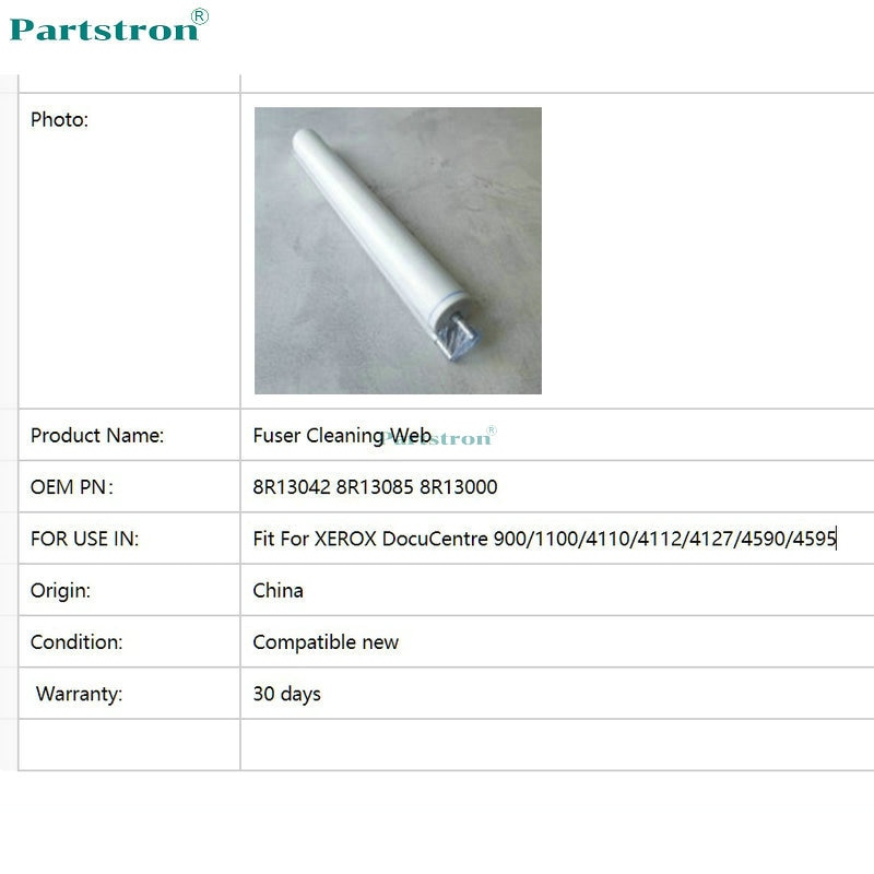 Fuser Reinigung Netz Rolle 8R13042 8R13085 8R13000 Für Höhle einsatz in Xerox 9000 1100 4110 4112 4127 4595 4590