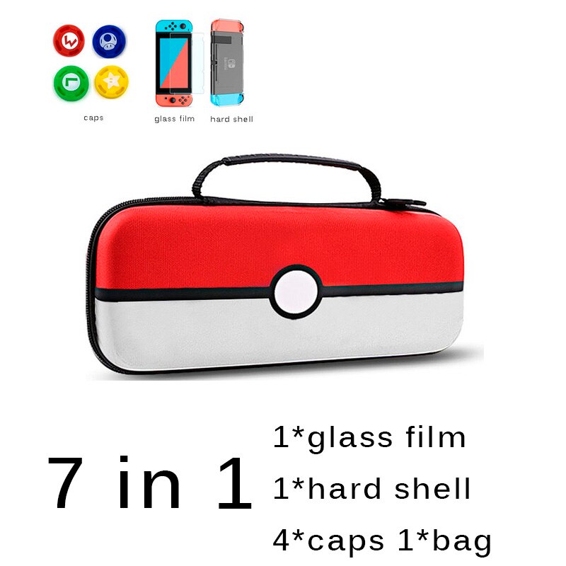 Bolsa de almacenamiento portátil, Estuche de transporte de carcasa EVA para Nintendo Switch resistente al agua, protector de Pokeball para accesorios de consola NS: B small 7 in 1