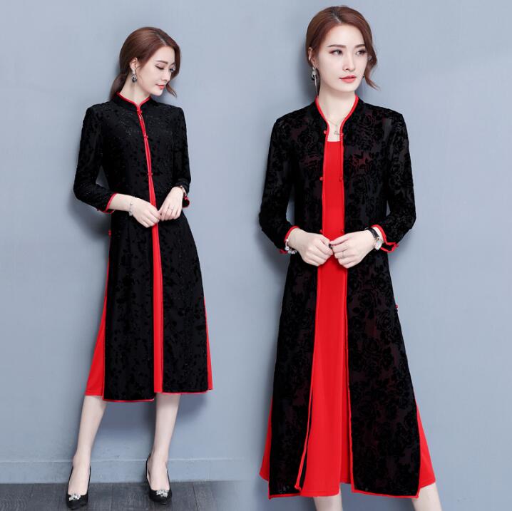 SXTYYH Traditionele Ao Dai Vietnamese Jurk Jurk for Vrouwen Lang Chinese Jurken Zomer Cheongsam Jurk Borduurwerk Qipao(M,Rosy