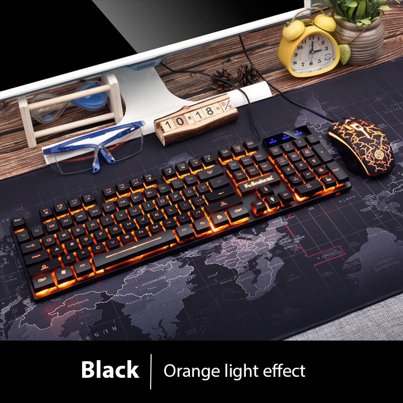 KM320 Keyboard And Mouse Set Waterproof Luminous Game Backlit Keyboard: Orange