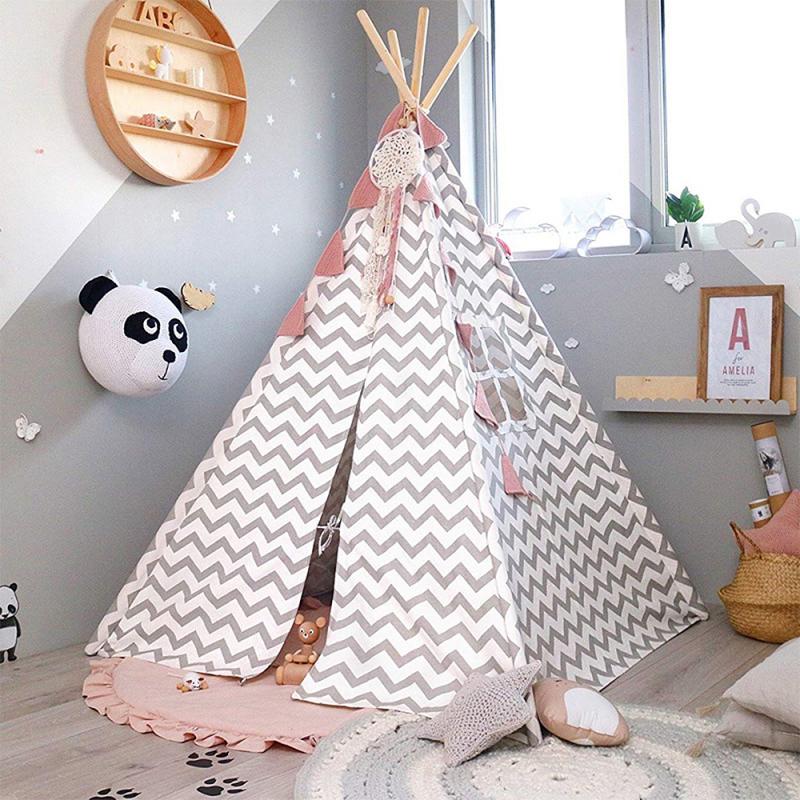 120*120*150cm tende per bambini portatili Tipi Play House tela di cotone tenda da gioco Wigwam bambino piccola Teepee decorazione della stanza HWC