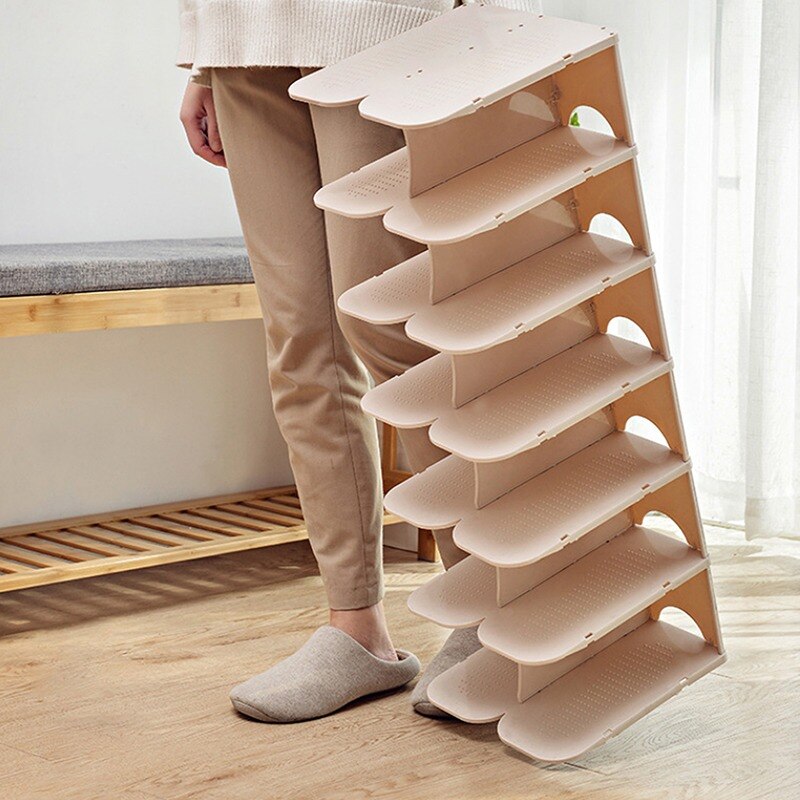 DIY Assembly 6 Layers Stackable Shoe Organizer Shoe Shelf Shoe Rack Stand Space Saving Shoe Hanger Shoe Box Cabinet
