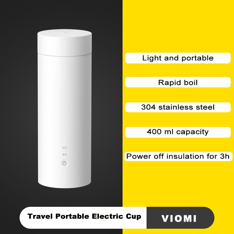 Viomi Draagbare Reizen Waterkoker Elektrische Verwarming Fles Cup 304 Roestvrij 400Ml 220V Voor Thee Koffie Smart Temperatuur controle: Default Title