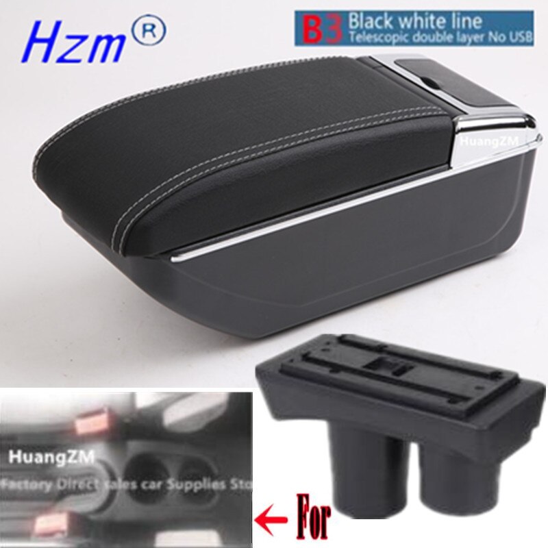 Reposabrazos para Citroën C2 y C3, caja con carga USB, doble capa, Cenicero, accesorios de almacenamiento central: D3 style white line