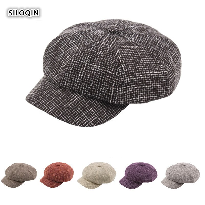 SILOQIN Snapback Men Women Autumn Winter Trend Newsboy Hat Artist Painter Leisure Octagonal Cap Couple Hats Gorras
