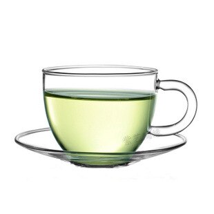 2 set/partij Verdikking hittebestendige transparante bloem thee kop en schotel 80 ML JN 1015