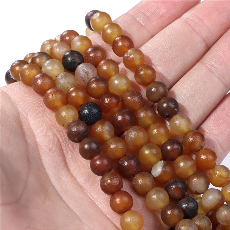 6 8 10mm Natural Raw Mineral Agates Bead Round Coffee Stone Agates Bead Loose Spacer Beads For Jewelry Making DIY Accessories: 2 . Yellow Coffee / 6MM about 62pcs