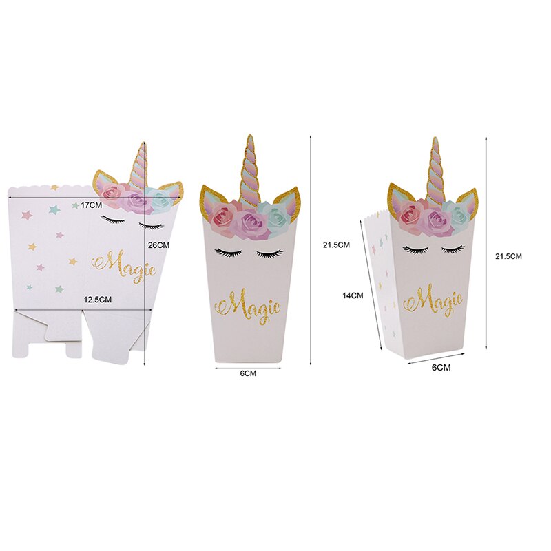 12 Pcs/set Unicorn Cute Popcorn Box Party Supply Case Box Favor Accessory Kids Birthday Wedding Party Supplies